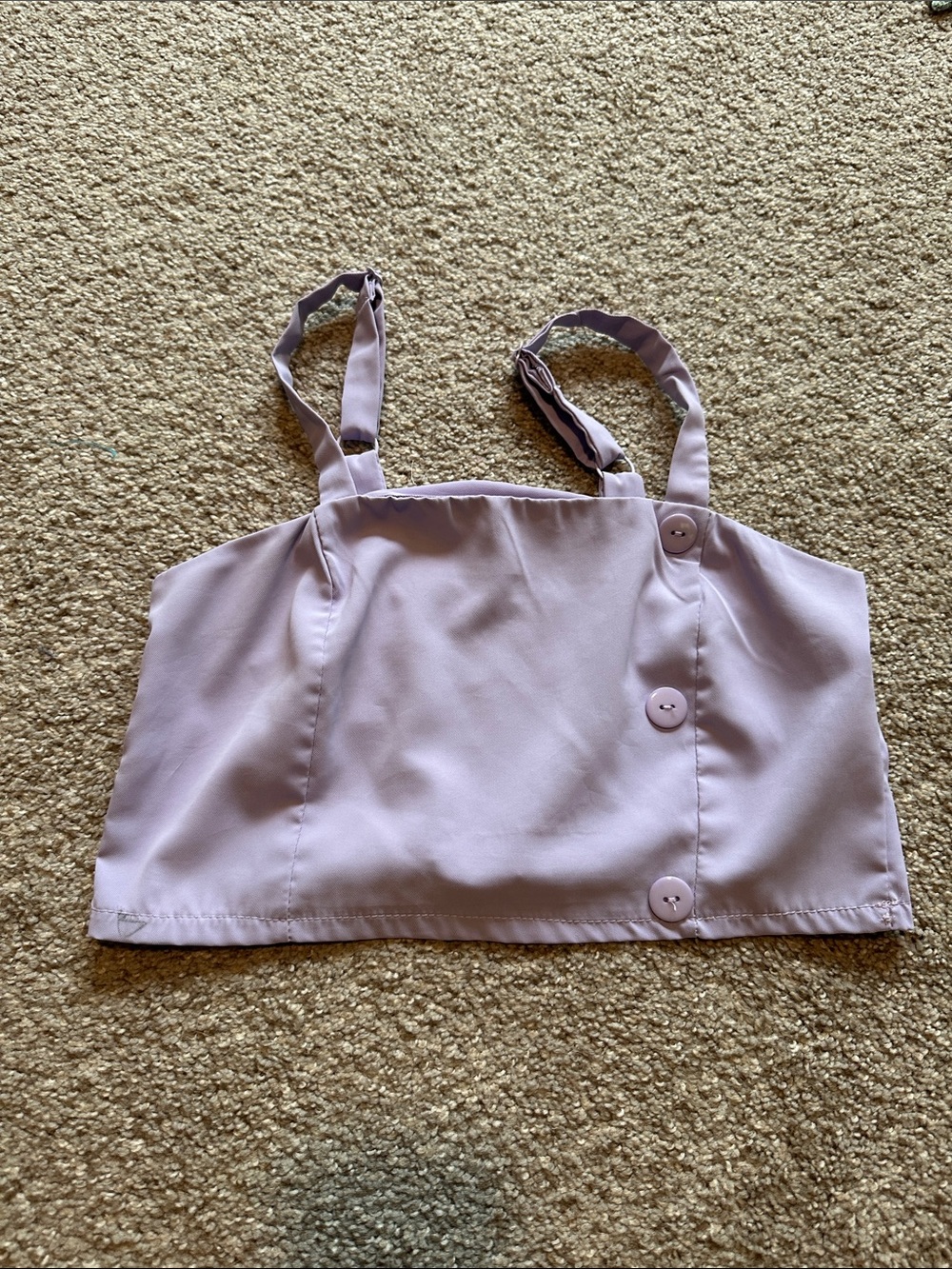 Lavender Button-Accent Crop Top with Adjustable Straps